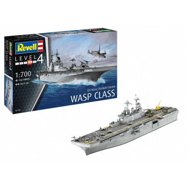 KIT PARA MONTAR REVELL US NAVY ASSAULT CARRIER WASP CLASS 1/700 142 PEÇAS REV 05178